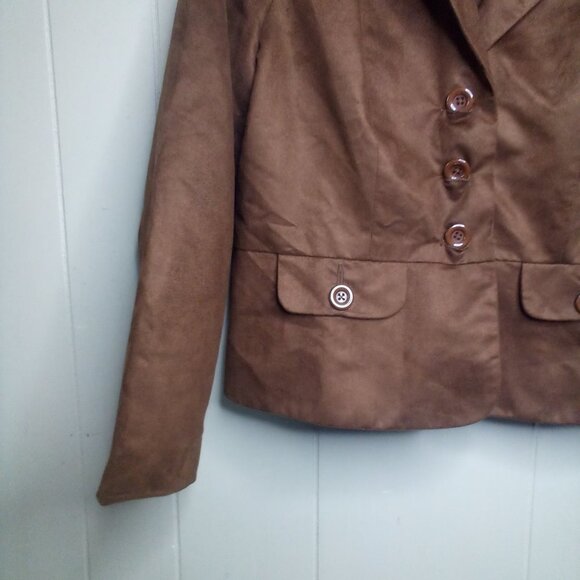 Vicki Wayne Jacket Blazer 10P 10 Petite Suede Brown - Picture 8 of 13